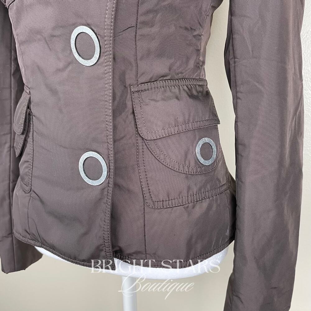 Rare Brown Jacket ASO Lorelai Gilmore Girls Moto Snap Button Casual Fall - Picture 10 of 12